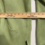 Yarnworks M Cardigan Sweater Rib Knit Lime Green V-Neck Pockets 100% Acrylic Photo 4