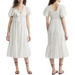 Cleobella  Ashlyn Organic Cotton Dobby Midi Dress Women's Small White Flowy NWOT Photo 2