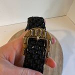 Vintage 90s Western Black Woven Weaved Free Size Chunky Buckle Belt Size Large Photo 5