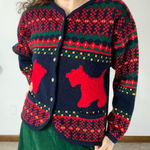 VINTAGE TALLY HO Scottish Terrier Christmas Cardigan Red Size M Photo 0