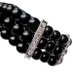 Paparazzi  Stretchy Beaded Rhinestone Put on Your Glam Face Bracelet Black White Photo 1