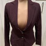 White House | Black Market WHBM Elegant Signature Blazer Size 2 Burgundy Check Photo 0