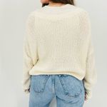 American Eagle  ultra slouchy boho ivory knit v-neck wide neck sweater xs Photo 4