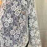 Alex Evenings  top blouse S black silver lace sequins with bow Photo 4