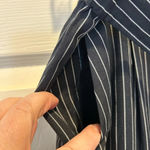 Tommy Hilfiger  Midnight Navy‎ & White Pinstripe Straight Leg Belted Women Size L Photo 3