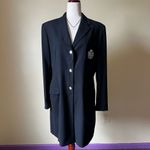 Ralph Lauren 90s Vintage Lauren‎  Black Wool Crest Blazer Button Down Women's 12 Photo 14