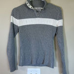Tommy Hilfiger Tommy Hilfiger vintage y2k Women's Medium Ribbed Henley Snap Sweater Gray White Photo 0