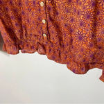 Gramicci Floral Embroidered Peasant Blouse Size Small Orange Photo 3