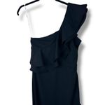 Lulus  NWT Grand Beauty Black Ruffled One-Shoulder Mermaid Maxi Dress Large Photo 4