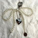 White Bowknot Heart Sweet Charm Pearl Bow Bag Charm Fashion Charm Photo 1