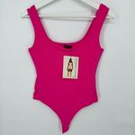 Naked Wardrobe  Raspberry Scoop‎ Neck High Cut Thong Bodysuit NWT Size L Photo 6