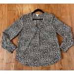J.crew leopard long sleeve vneck blouse small Black Photo 6