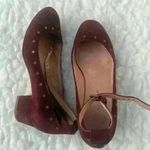Madewell  Inez Studded Burgundy Suede Block Heels Ankle Strap Shoe Sz 7.5 Photo 0