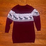Long Sleeve Wine Red Deer Sweater Dress Photo 2