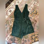 Lulus Absolutely Cute Dark Green Corduroy Faux-Wrap Skort Romper Photo 6