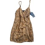 Vix Women’s M Lassi Lyssa Crossover Mini Dress Cheetah Animal Print Mobwife New Brown Size M Photo 2