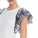 Veronica Beard Julianka Flutter Sleeve Shirt White Navy Eyelet L Photo 2