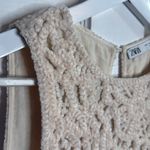 ZARA Limited Edition Ecru Knit Ivory Winter Crochet Long Boho Dress W1100 Sz S Photo 7