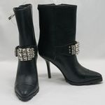 Karl Lagerfeld Mable Boot Women 6.5 Black Leather Crystal Embellished Whimsygoth Photo 6