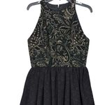 CAROLYNE ROEHM Vintage metallic print high neck formal gown dress S/M 6 Black Size M Photo 1