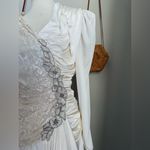 NWT Vintage 80s "Filigree Collection" Sequin Lace Long Sleeve Ruched Dress, 14 White Size 8 Photo 1