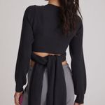 Anthropologie Black Ribbed Wrap Top Photo 6