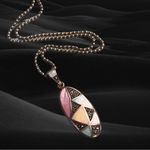 Pave Marcasite & Mother of Pearl Mosaic Silver Pendent Necklace Photo 1