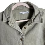 ZARA Green Women’s 100% Cotton Long Sleeves Jean Denim Jacket Medium Casual Photo 2