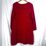 J Jill Bright Red Open Weave Long Sleeve Wool Blend Sweater Shirt Dress Size MP Photo 1