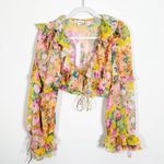 For Love & Lemons NWT Nina Top Crop Floral Long Sleeve XS Photo 3