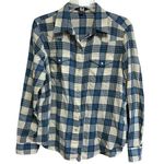 CHAPS Shirt Size Large Pearl Snap Blue White Plaid Western Rodeo Cowgirl Photo 0