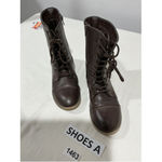 Charlotte Russe Womans Avril Brown Faux Leather 7 Combat Boots Lace Up Side Zip Photo 1