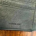 Madison West  Wristlet Wallet Black Woven Faux Leather Clutch Photo 2