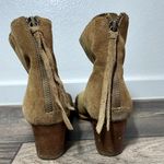 Anthropologie  Schuler & Sons Suede Boots Ankle Perforated Tassel Heeled Tan 8 Photo 2