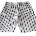 Loft  Outlet Skinny Bermuda Shorts Women's 14 Cotton Linen Black White Stripe Photo 3