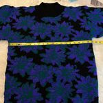 Vintage 80’s Spunky Floral Sweater Purple Green Black No Size Approx. Medium Photo 6