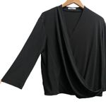 MM.LaFleur  Black Surplice Top Womens Size XL Casual 3/4 Sleeve Silhouette Casual Photo 1