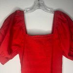 Madewell Smocked Puff Sleeve Midi Dress in Poplin in Cerise Size: S, NWT Photo 4