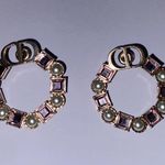Christian Dior Petit CD Earring Bronze-Finish Metal with White Resin Pearls and Light Pink Crystals Photo 3