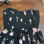 No Boundaries  Juniors L Black Floral Strapless Mini Dress Smocked Button-Front​ Photo 4
