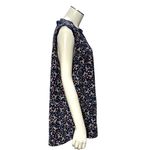 CCC Floral Sleeveless Blouse With Lace Trim V Neck Navy Size XL Photo 3