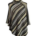 Dillard's | Women's Earth Tone Striped Turtleneck Sweater Poncho Sz ALL Photo 0