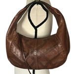 Cole Haan Laser Cut Perforated With Studs Leather Brown Hobo Handbag. Photo 0