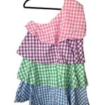 Bibi Multicolor 'Lana' Pink Plaid Tiered One Shoulder Mini Dress Size Medium Photo 1