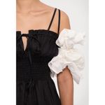 Sleeper Arle Ruffled Linen Midi Dress Black & White Womens Size Large Photo 4