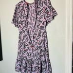 Kate Spade Women's Purple Ruffle Sleeve Matchstick Print Midi Dress Size 4 Photo 10