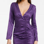 ZARA NWT  Faux Leather Purple Long Sleeve Ruched Fitted Mini Dress Size XS Photo 0