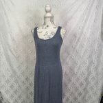 Daily Ritual Cozy Knit Rib Heathered Blue Gray Tiered Tank Dress Size XS Photo 4