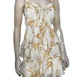 Aladore Womens Size M Tan Beige Floral Print Ruffle Cami Shoulder Tie Mini Dress Size M Photo 2