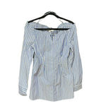 Tibi  Striped Garcon Poplin Off Shoulder Top Blue‎ & Red Size 2 Photo 1